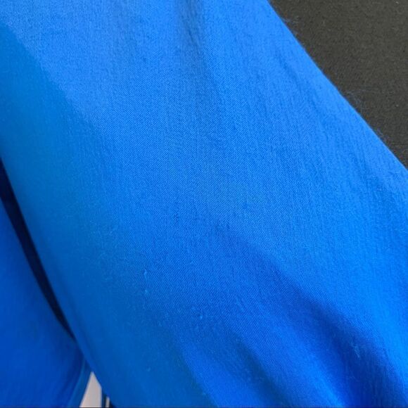 Zara blue v-neck wrap front long sleeve satin effect dress Sz M - Picture 9 of 11
